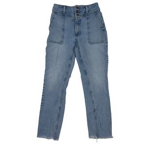 Abercrombie & Fitch 24 / 00 A&F Mom Jean Denim Blue High Rise Cut-Off Light Wash